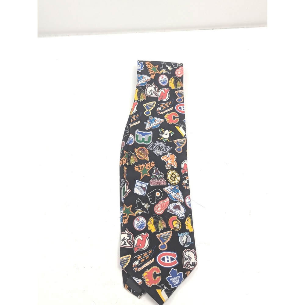 NHL Hockey Teams Logos All Over Print Silk Necktie Officially Licensed VTG‎